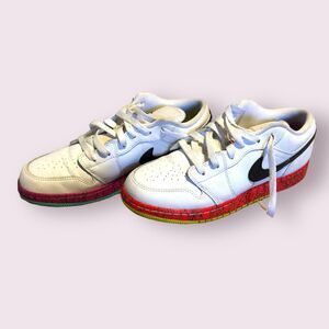 Nike Air Jordan 1 Retro Low GS White Volt Crimson‎ US Size 7Y